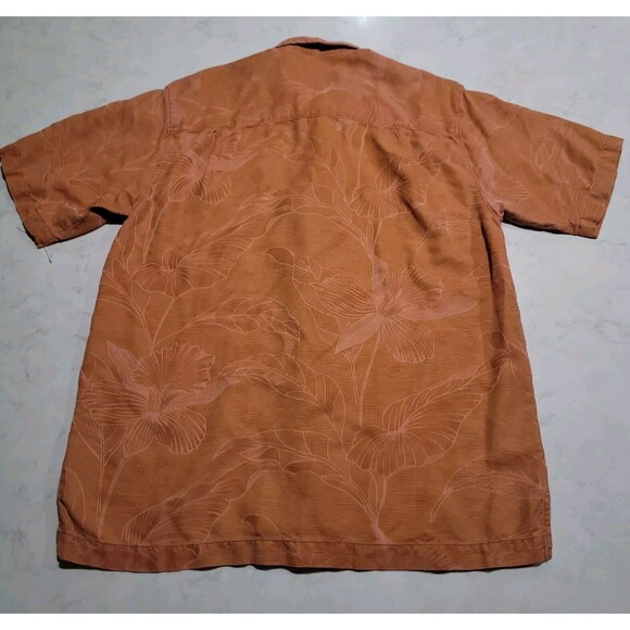 Tommy Bahama Island Zone Relax 100% Silk Burnt Sienna Orange Camp Tropical NWOT - Picture 3 of 11